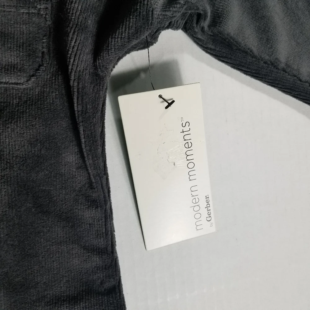 NWT MODERN MOMENTS GERBER SOFT CORDUROY OUTFIT DARK GRAY SIZE 12 MONTHS